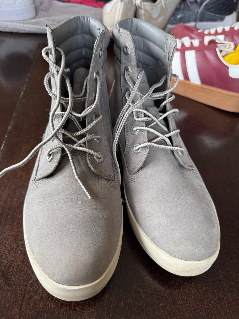 Gray women’s Timberlands  High-Top Casual Boots
